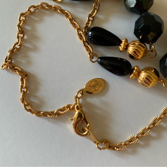 Premier Designs Black Crystal gold tone long necklace - Picture 4 of 6